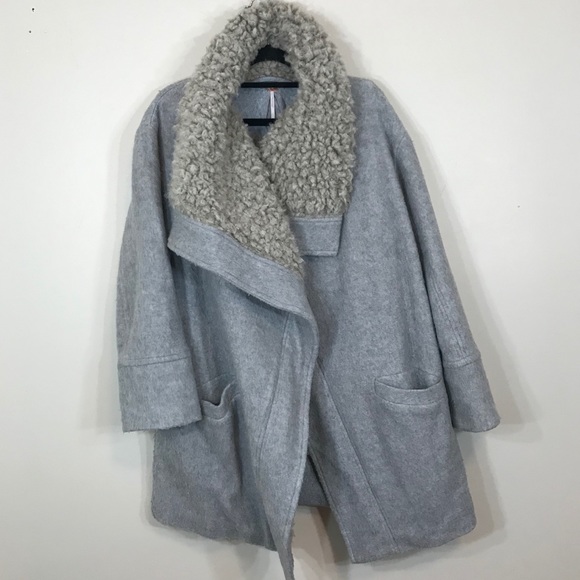Free People Gray Fuzzy Wrap Around Winter Jacket - Picture 3 of 8